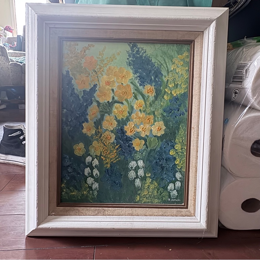 White Framed Floral Painting
